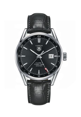 TAG Heuer Calibre 7 Twin Time Stainless Steel / Grey / Alligator